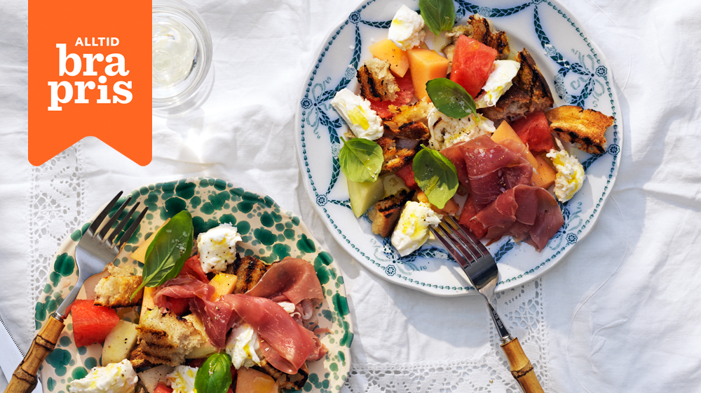 Panzanella med melon och parmaskinka