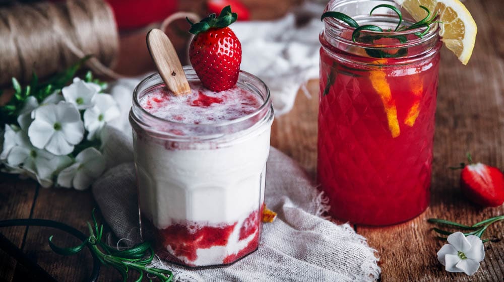 Italian cream soda med rostade jordgubbar