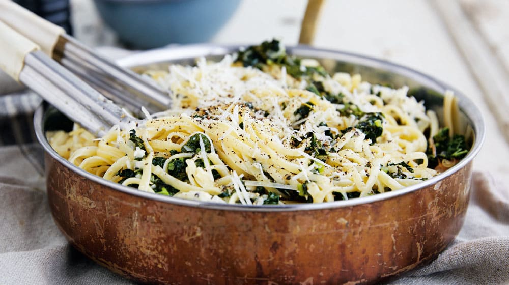 Pasta vegonara med svartkål