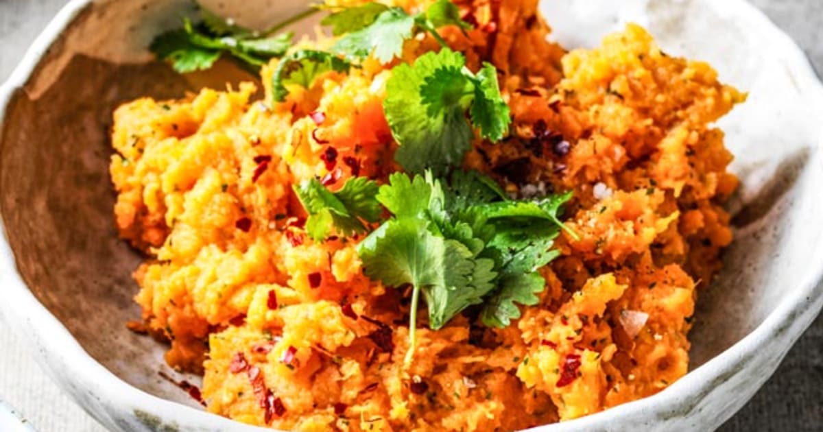 Sötpotatisröra med lime, sesamolja, chili & koriander Hemköp