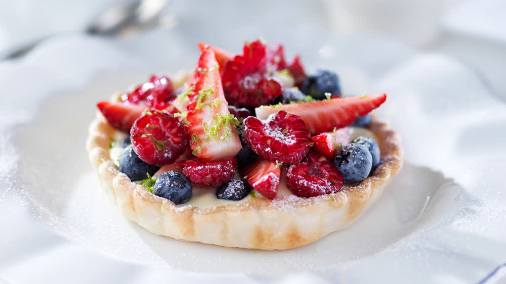 Enkel bärtartelett med vaniljkräm