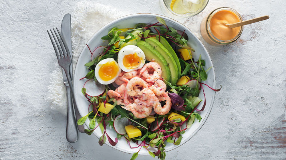 Räksallad med sriracha & mango