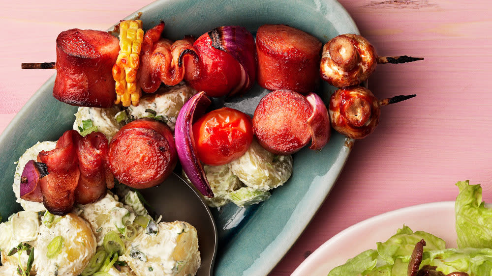 Grillspett med färskpotatissallad