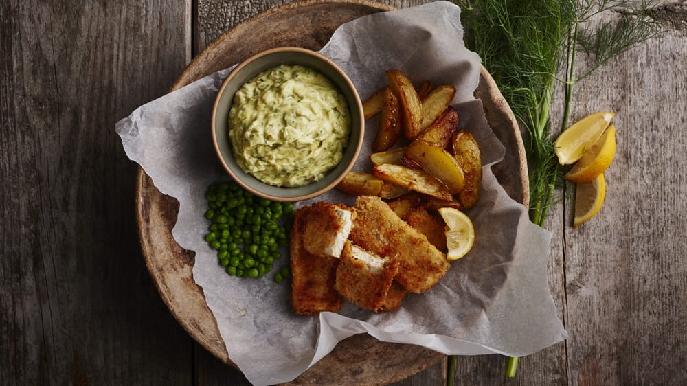 Frasiga fiskfria fiskpinnar