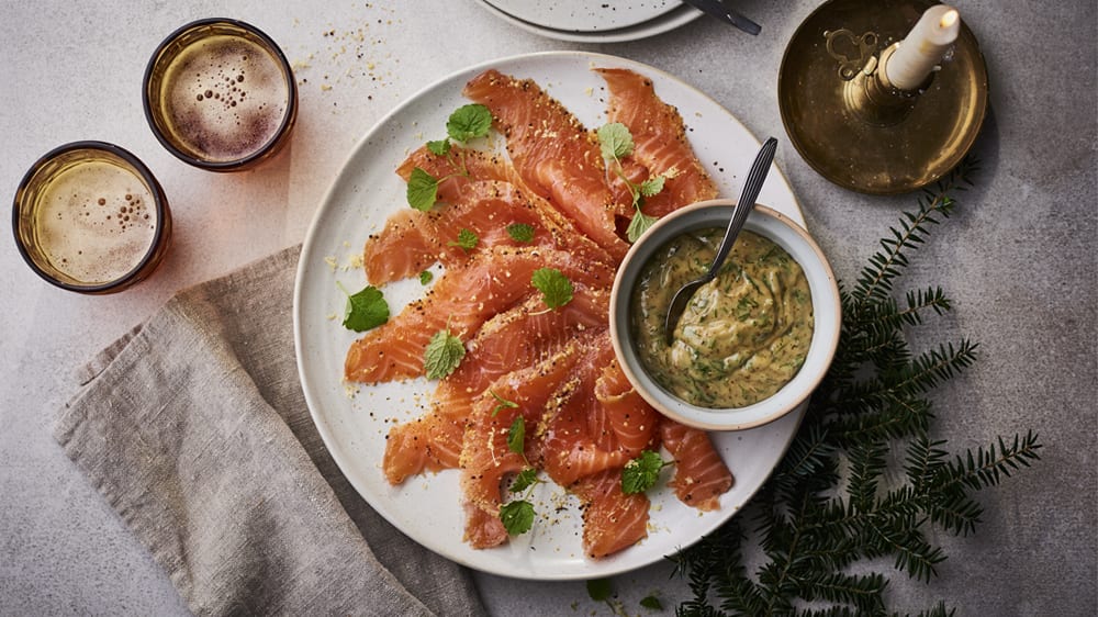 Gravad lax med citron och senap