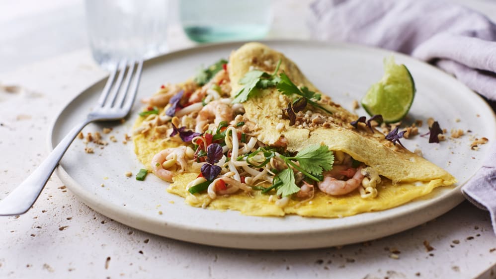 Vietnamesisk omelett med räksallad