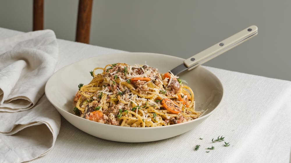 Köttfärssås med sidfläsk, men utan tomat