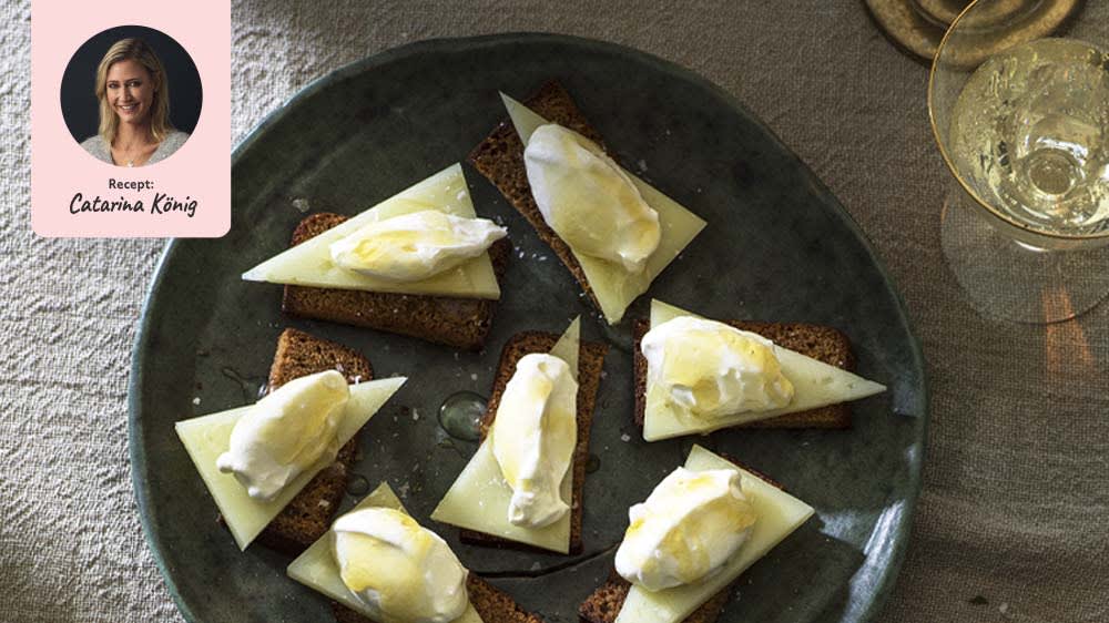 Rostad mjuk pepparkaka med manchego & honungsmousse