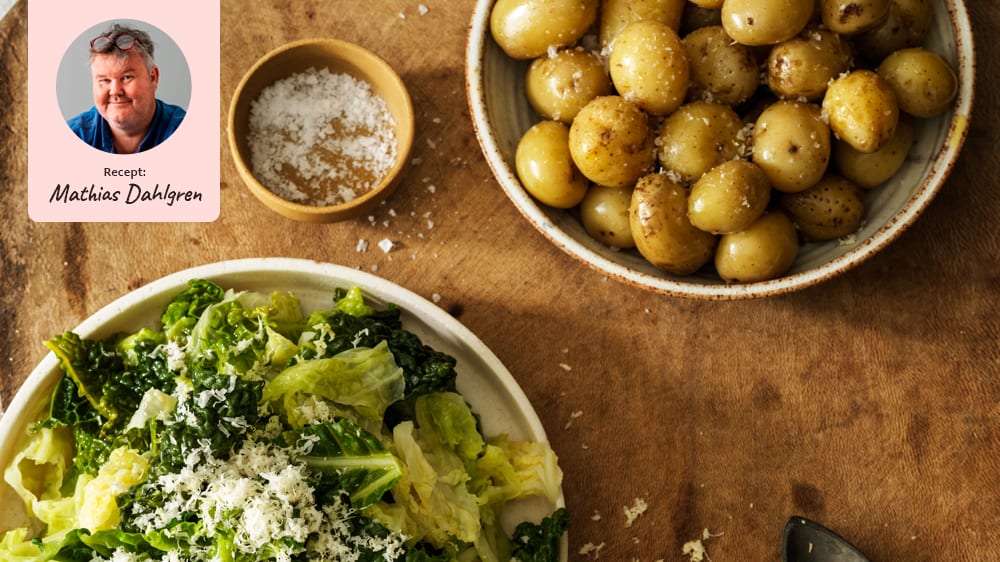 Savojkål med kokt potatis och pepparrot