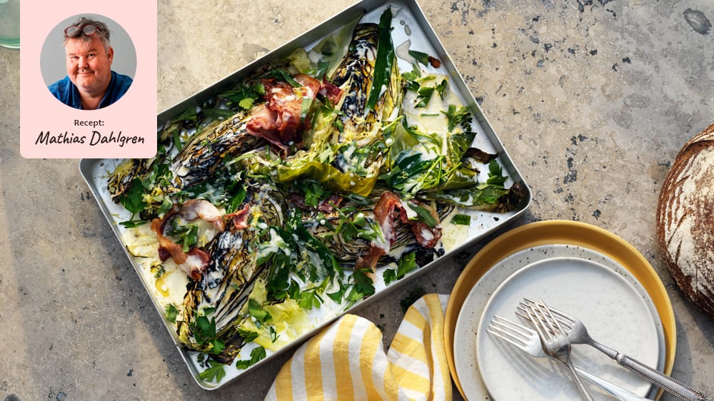 Rostad spetskål med getost och bacon