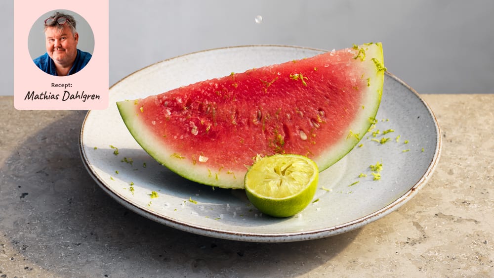 Vattenmelon med lime och flingsalt