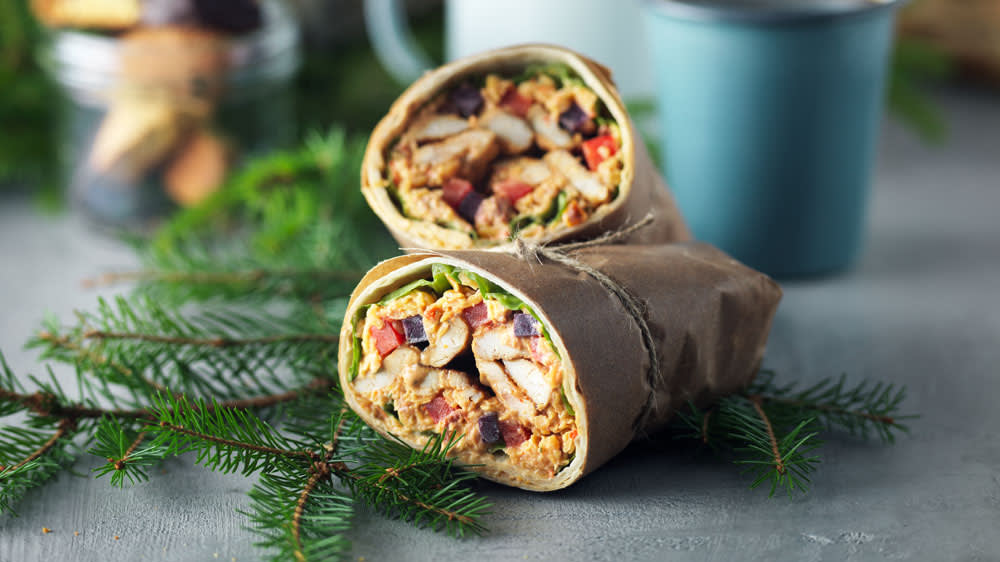 Wrap med chilistekt kyckling & linsröra