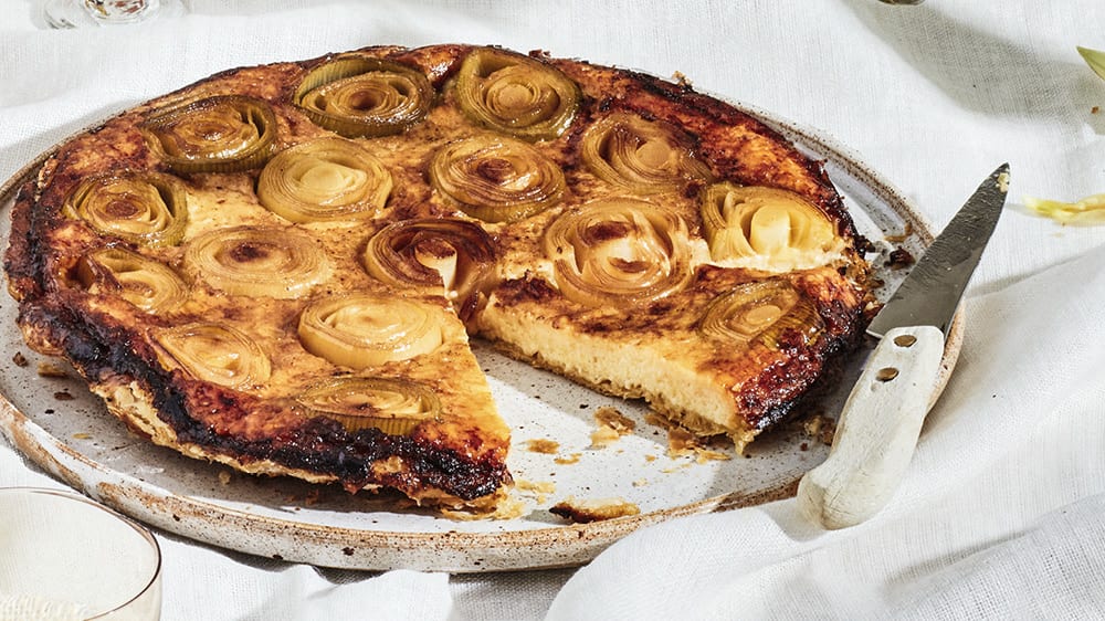 Tarte tatin med västerbottenost och purjolök