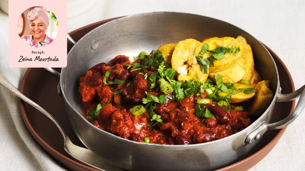 Ghanesisk böngryta med matbanan