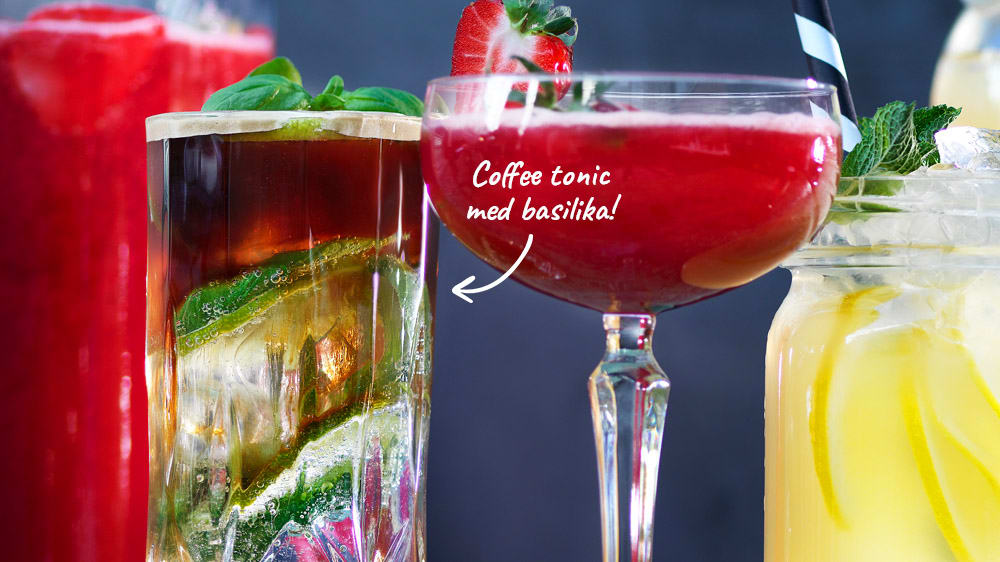 Coffee tonic med basilika