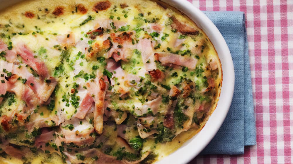 Sejfilé i ugn med skinka, gräslök, dijonsenap och vitt vin