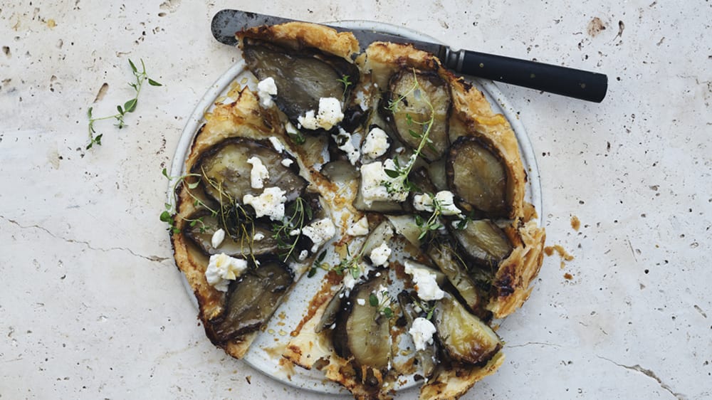 Tarte tatin på jordärtskocka och getost