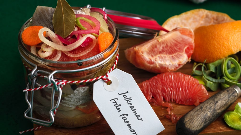 Inlagd glasmästarsill med IPA och grapefrukt