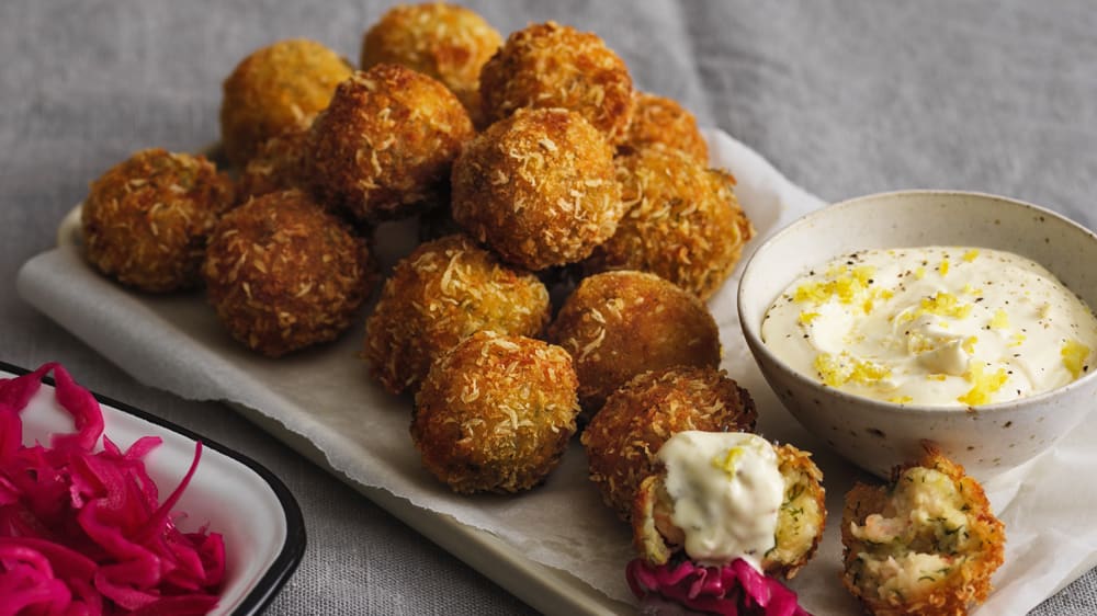 Räk- och potatiskroketter med citrusdipp