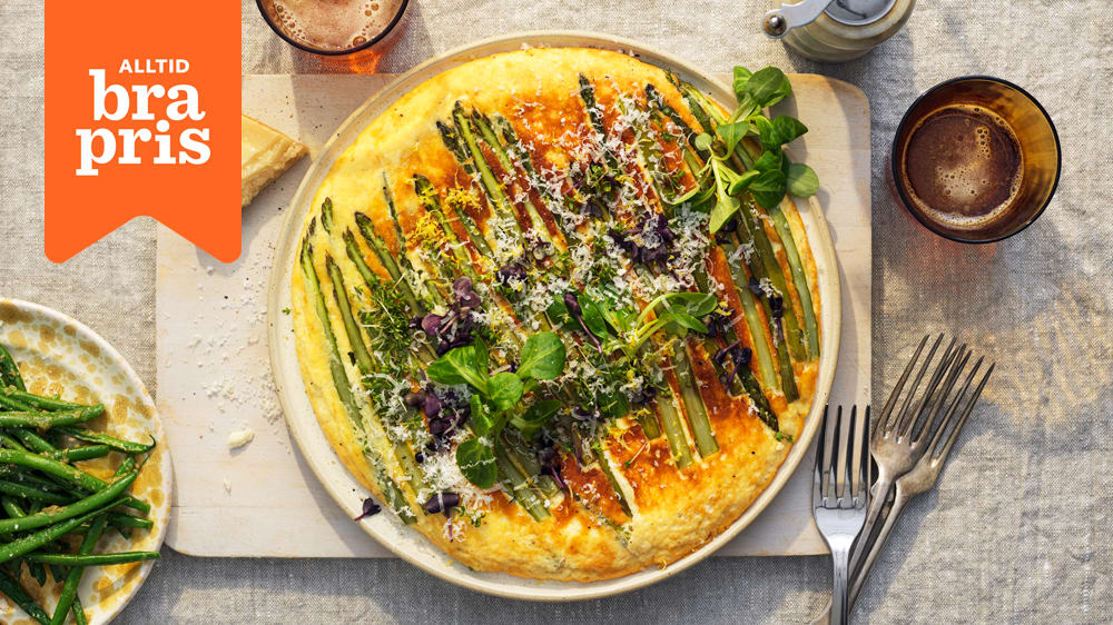 Suffléomelett med ricotta, sparris och citron