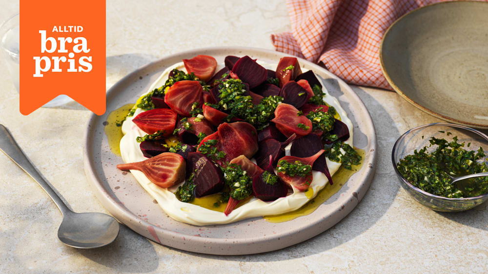 Betor med chimichurri och crème fraîche