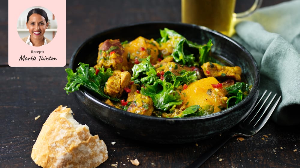 Kryddig gryta med fläsk, grönkål & ingefära