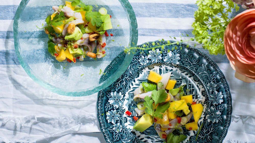 Ceviche på svenskt vis med sill, mango och lime 