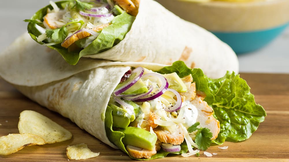 Wraps med grillad kyckling och snabb ranchdressing