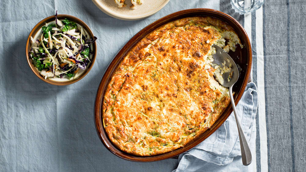 Ugnspannkaka med zucchini och fetaost