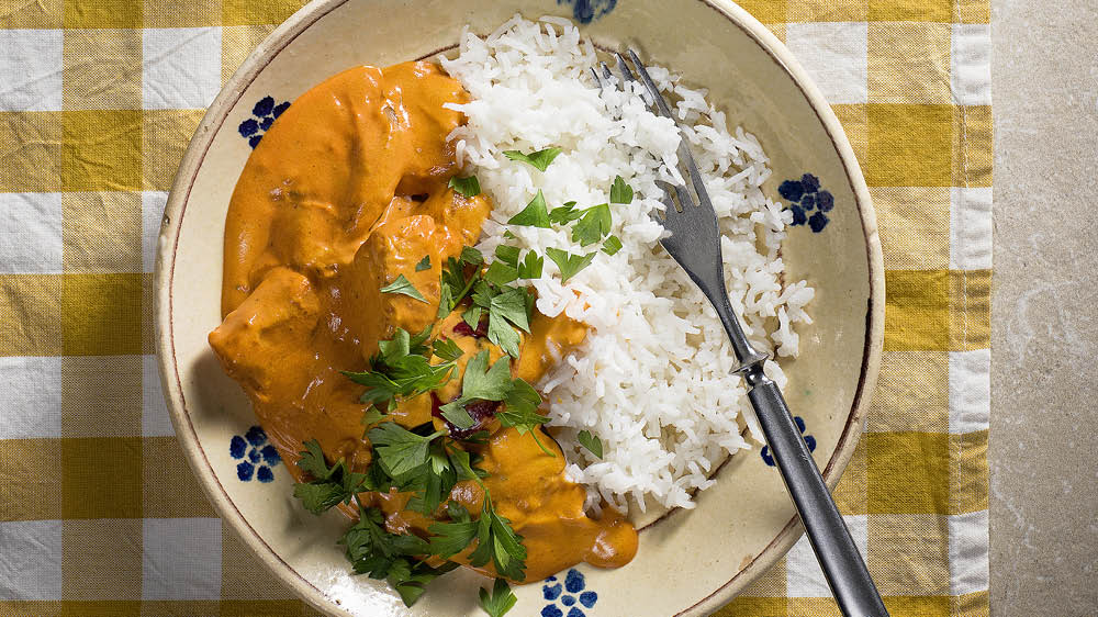 Pumpastroganoff med rostade plommon