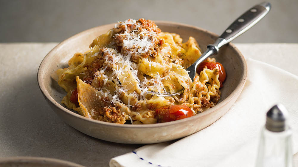Snabb bolognese med rostad tomat och fänkål