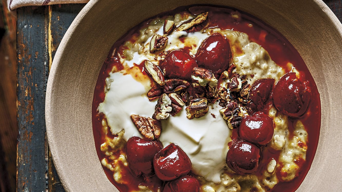 Havregrynsgröt med apelsinkörsbär