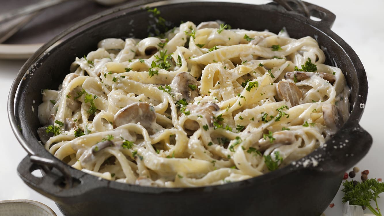 One pot pasta med champinjoner