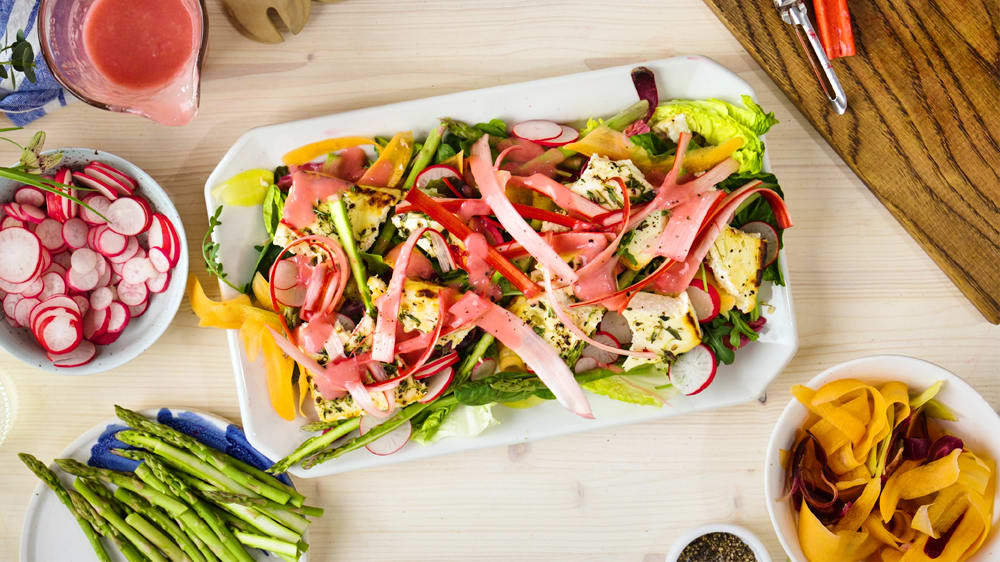 Vårsallad med rabarber och feta