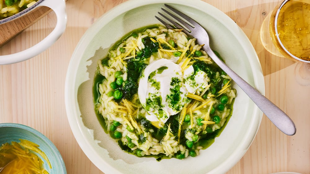 Ramslöksrisotto med burrata