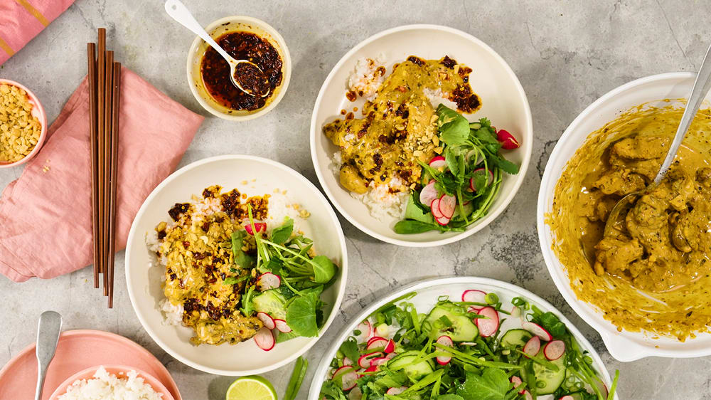 Grillad dan-dan-kyckling med gurksallad 