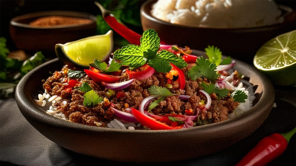 Fyra rätter – samma ingredienser: Laab-inspirerad sallad med krispig färs