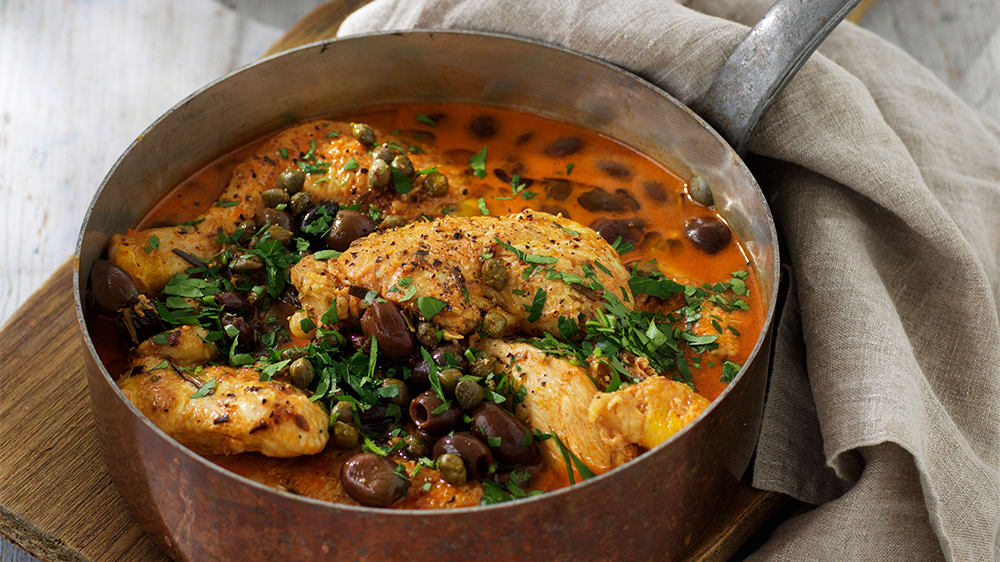 Kyckling med kapris och oliver