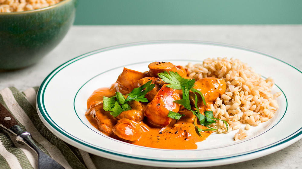 Paprikaladdad korv stroganoff