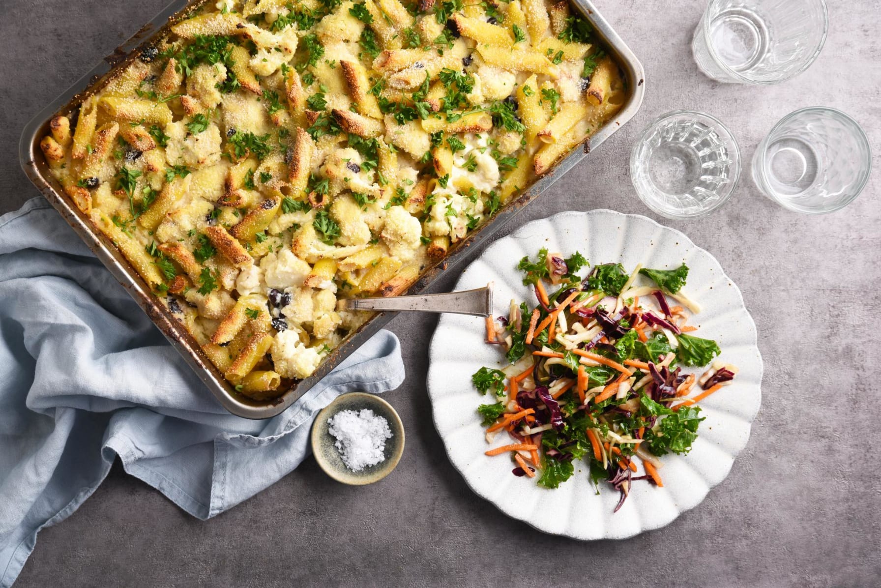 Mac 'n' cheese med en variation av blomkål