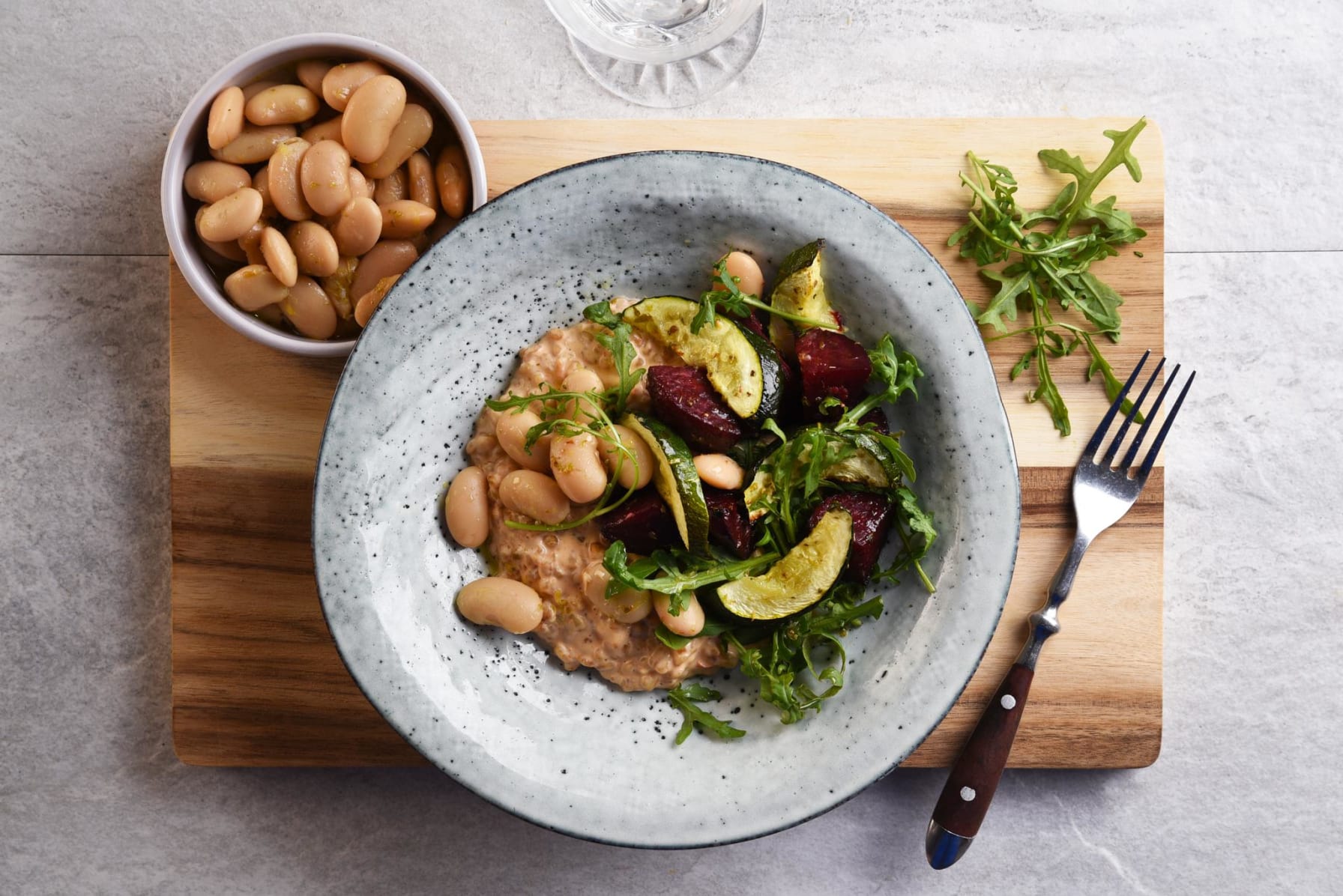 Krämigt matvete med citronbönor