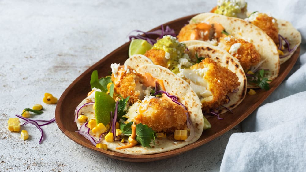 Fisktacos med rödkål, majs & feta