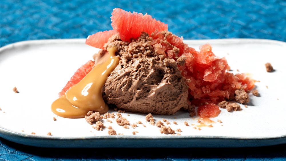 Chokladkräm med blodapelsingranité & saltkaramell