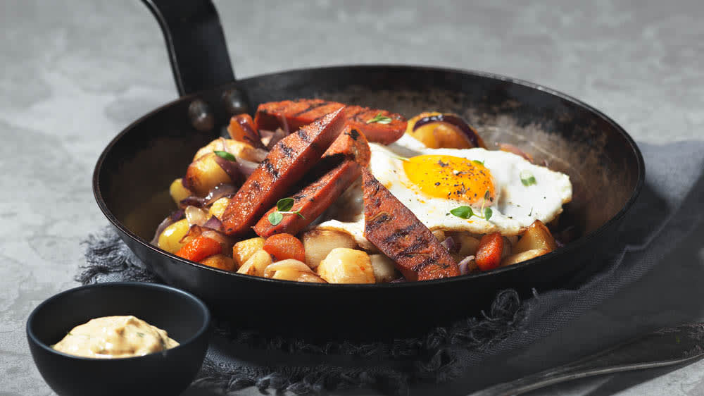 Pytt i panna med vegochorizo och rotfrukter