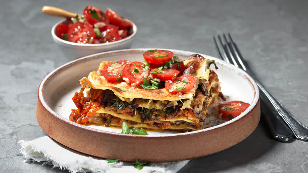 Vegetarisk lasagne med svamp