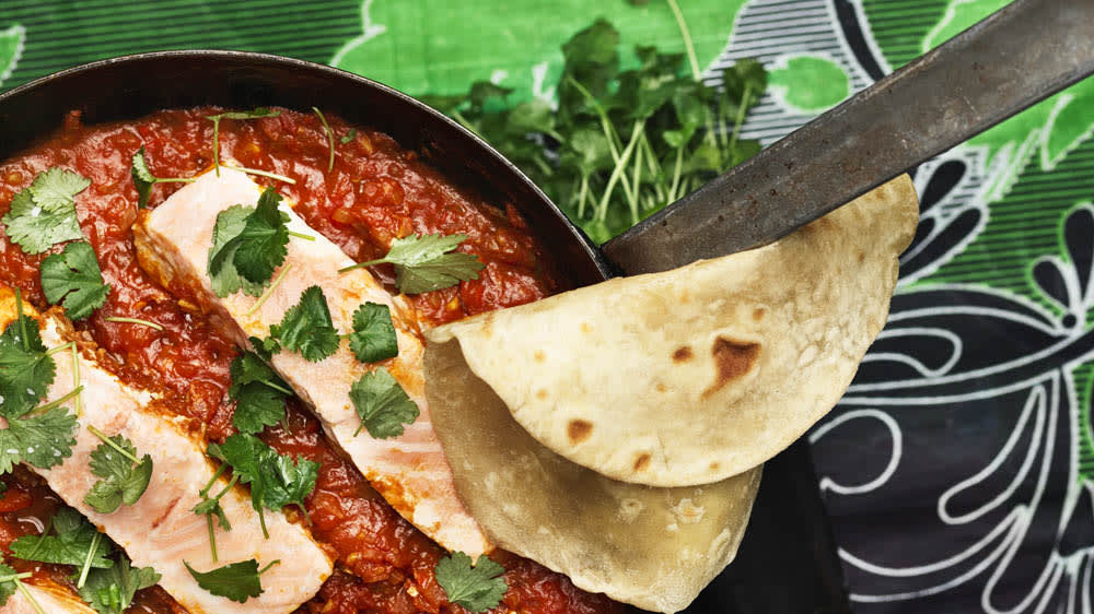 Snabb lax med het sås