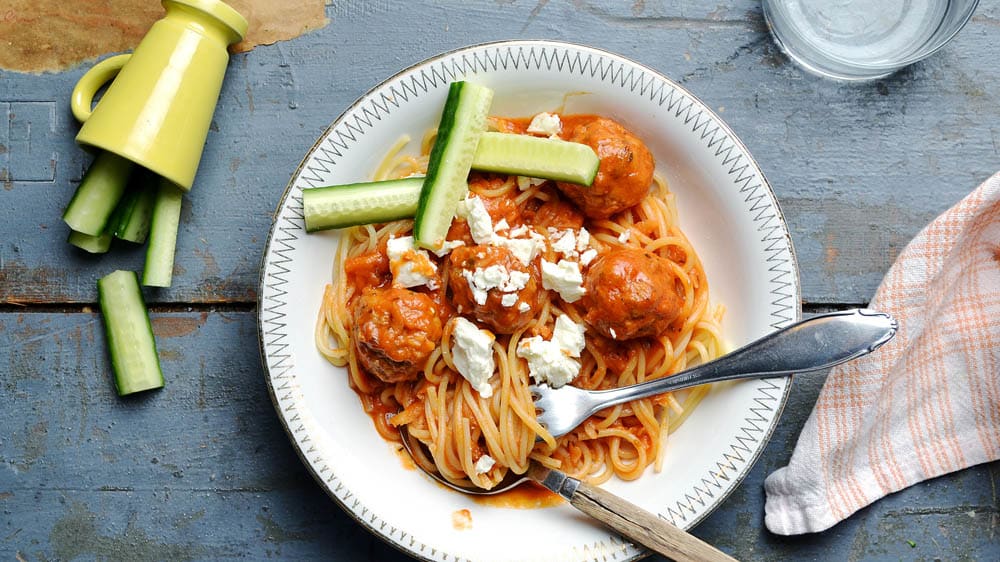Frikadeller i tomatsås med mozzarella