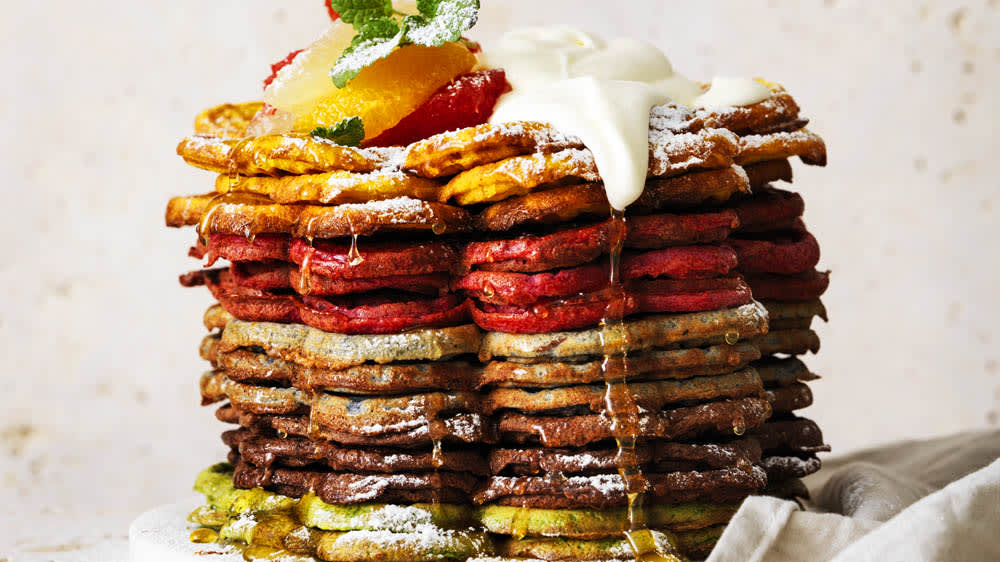 Regnbågsvåfflor med vaniljmarinerade citrusfrukter