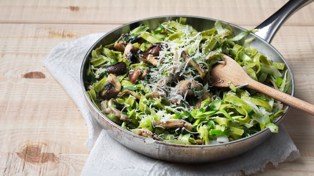 Pasta med svamp & purjolök