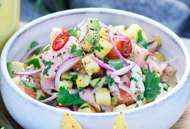 Ceviche med lax & räkor